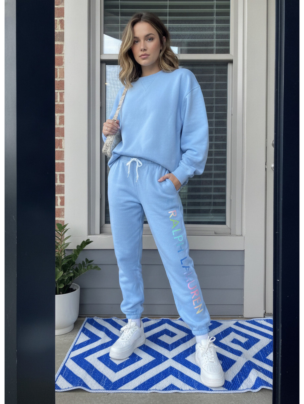 Ralph Lauren Rainbow Logo Light Blue Sweatpants Joggers
